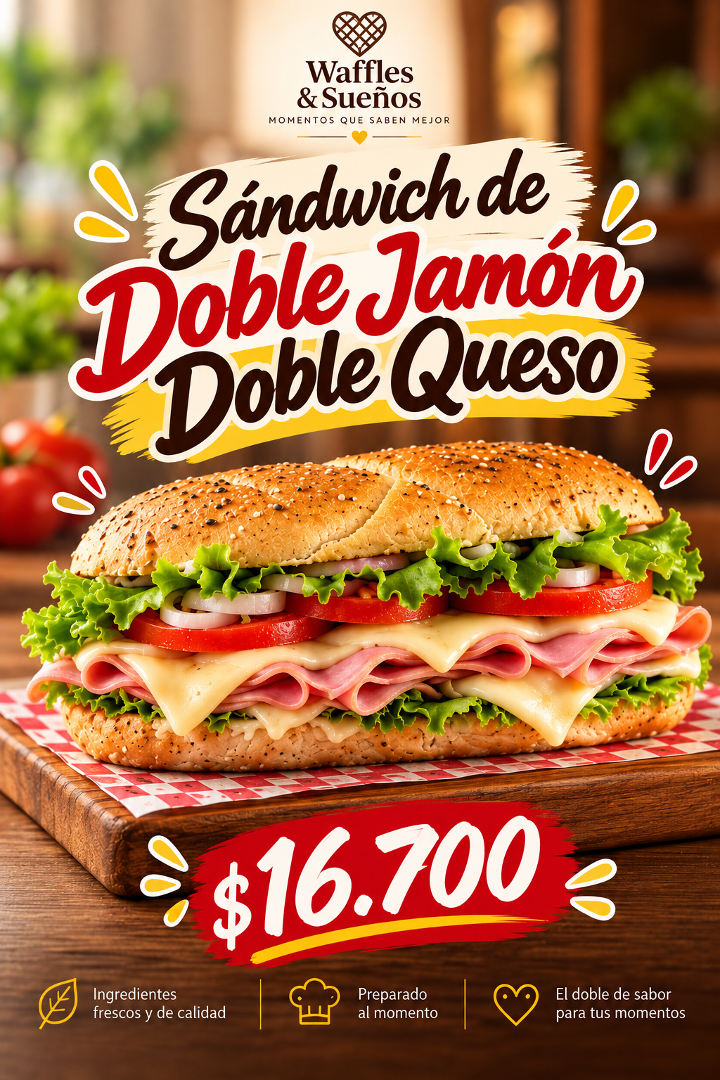 S谩ndwich de Doble Jam贸n Doble Queso 馃オ馃